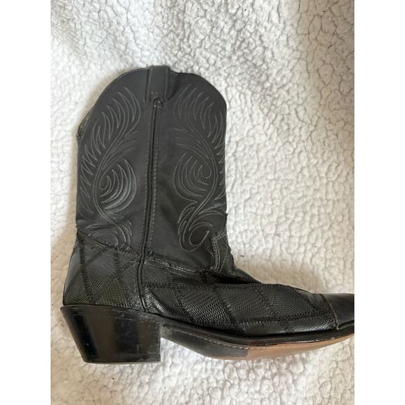 Men’s black lizard skin western boots patchwork exotic Code West 8.5 main image 14